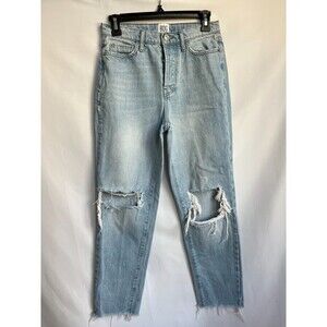 BDG 90s High Rise Slim Straight Baggy Distressed Jeans 26 Button Fly Light Wash